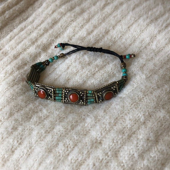 ⭐️ Tibetan turquoise and coral silver bracelet - Picture 2 of 4